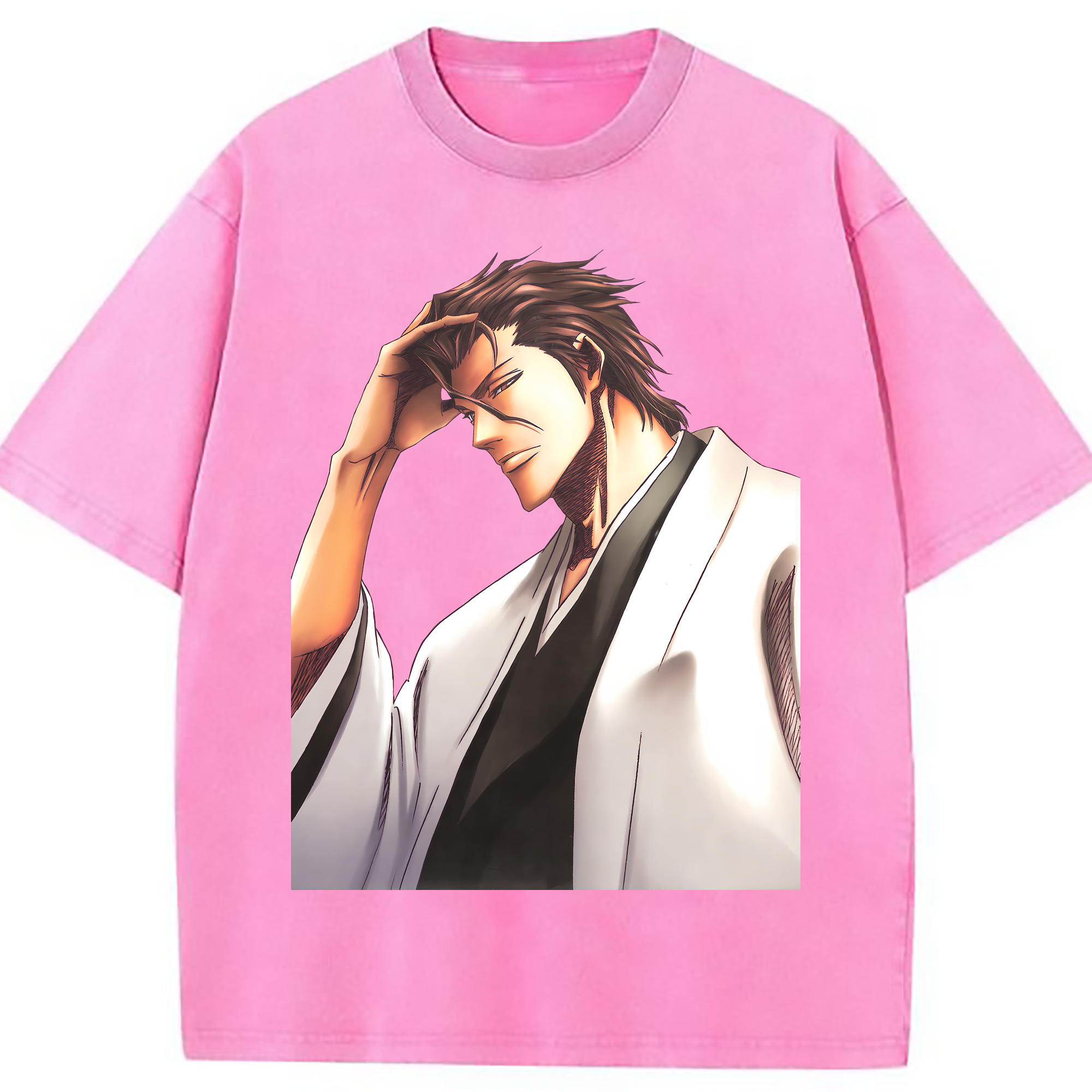 （画像用） ブリーチ 藍染 惣右介（あいぜん そうすけ） BLEACH Aizen Sousuke 綿100% ヴィンテージ風 半袖Tシャツ（フロントプリント）
